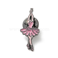 Dancing Girl Enamel Pins, Gunmetal Alloy Badge for Women, Pink, 29.5x13x1.3mm(JEWB-K018-02C-B)
