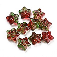 Transparent Glass Beads, Star with Bowknot, Dark Red, 13.5~14x14.5x7~8mm, Hole: 1.2mm(GLAA-K063-01F)