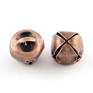 Iron Bell Charms, Red Copper, 13x12.5x12.5mm, Hole: 4.5x3mm(IFIN-Q112-06R)