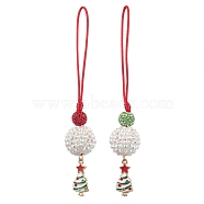 Christmas Tree Alloy Enamel with Rhinestone Pendant Decorations, Nylon Thread Hanging Ornaments, Mixed Color, 57mm, 2pcs/set(HJEW-JM02097)