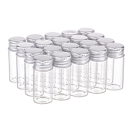 Glass Bottles, with Screw Aluminum Cap and Silicone Stopper, Empty Jar, Platinum, Clear, 5x2.2cm, Capacity: 10ml, 20pcs/box(AJEW-BC0005-37-10ml)