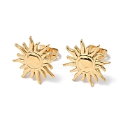Ion Plating(IP) 304 Stainless Steel Sun Stud Earrings for Women, Real 18K Gold Plated, 14.5mm, Pin: 0.7mm(EJEW-F300-10G)