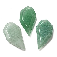 Natural Green Aventurine Pendants, Faceted Half Heart Charms, 27x14x5.5mm, Hole: 1.5mm(G-G052-A03)