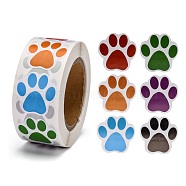 Self-Adhesive Paper Gift Tag Stickers, Adhesive Labels, for Festive, Hoilday, Wedding Presents, Paw Print, Colorful, Sticker: 25x26mm, about 500pcs/roll(DIY-G013-E01)