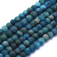 Natural Apatite Beads Strands, Frosted, Round, 6mm, Hole: 1mm, about 63~70pcs/Strand, 15.35 inch(39cm)(G-E561-03-6mm)