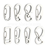 DICOSMETIC 8Pcs 8 Style 304 Stainless Steel Push Gate Snap Keychain Clasp Findings, Mixed Shape, Stainless Steel Color, 16.5~24x10~14x5~5.5mm, 1pc/style(STAS-DC0002-22)