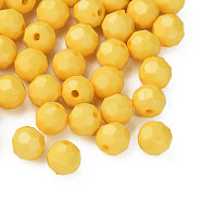 Opaque Acrylic Beads, Faceted, Dyed, Round, Gold, 10mm, Hole: 2mm, about 1050pcs/500g(MACR-S373-69-S06)