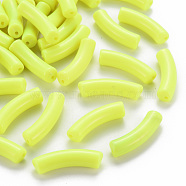 Opaque Acrylic Beads, Curved Tube, Green Yellow, 32x9.5x8mm, Hole: 1.8mm, about 330pcs/500g(MACR-S372-002B-S023)
