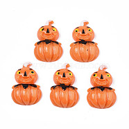 Autumn Theme Opaque Resin Cabochons Style, Pumpkin, Dark Orange, 28x18x8mm(CRES-N033-015)