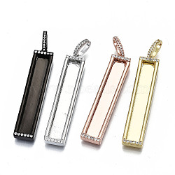 Brass Micro Pave Clear Cubic Clear Zirconia Pendants, Rectangle, Nickel Free, Mixed Color, 47.5x9x4mm, Hole: 7.5x5mm, Inner Size: 42x6mm(KK-N227-58-NF)