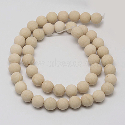 Natural Fossil Beads Strands, Frosted, Round, 4mm, Hole: 0.8mm, about 90pcs/strand, 15 inch(G-D694-4mm)