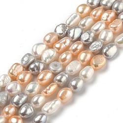 Natural Cultured Freshwater Pearl Beads Strands, Two Sides Polished, Dyed, Mixed Color, 6~8x5.5~6.5mm, Hole: 0.6mm, about 45pcs/strand, 14.37 inch(36.5cm)(PEAR-L033-31A)