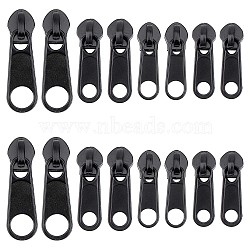 32Pcs 4 Style Zinc Alloy & Plastic Zipper Slider, Garment Accessories, Oval, Black, 3.4~4.3x1~1.25x0.8~1.1cm, 8pcs/style(FIND-GF0003-95)