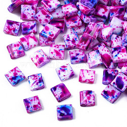 2-Hole Opaque Glass Seed Beads, Antique Style, Rectangle, Deep Pink, 5x4.5~5.5x2~2.5mm, Hole: 0.5~0.8mm(SEED-N004-001-A02)