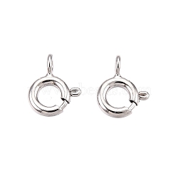 925 Sterling Silver Spring Ring Clasps, with 925 Stamp, Platinum, 9x7x1.5mm, Hole: 1.6mm(STER-T007-108P)