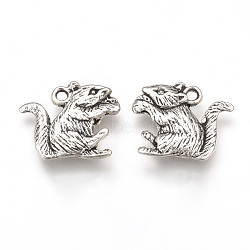 Tibetan Style Alloy Pendants, Mouse, Cadmium Free & Lead Free, Antique Silver, 16x19.5x2.5mm, Hole: 2mm(X-TIBEP-T002-39AS-RS)