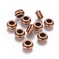 Tibetan Style Spacer Beads, Cadmium Free & Nickel Free & Lead Free, Rondelle, Red Copper, 12x7mm, Hole: 6.5mm(RLF10319Y-NF)