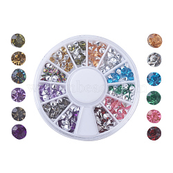 Imitation Taiwan Acrylic Rhinestone Pointed Back Cabochons, Nail Art Decoration Accessories, Faceted, Diamond, Mixed Color, 3~3.5x2.5mm, about 30pcs/color, 360pcs/box(OACR-X0006-11)