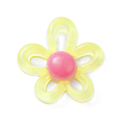 Translucent Resin Cabochons, Hollow Flower, Champagne Gold, 28.5x28x6.8mm(RESI-K021-01E)