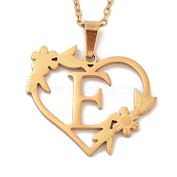 Vacuum Plating 201 Stainless Steel Pendant Necklaces, Letter E, 12.28 inch(31.2cm)(NJEW-R267-02E-G)