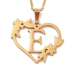 PVD Vacuum Plating 201 Stainless Steel Pendant Necklaces, Letter E, 12.28 inch(31.2cm)(NJEW-R267-02E-G)