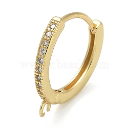 Rack Plating Brass Micro Pave Cubic Zirconia Hoop Earrings Findings, Long-Lasting Plated, Lead Free & Cadmium Free, Real 18K Gold Plated, 17.5x2mm, Hole: 1.2mm(KK-K392-33G)