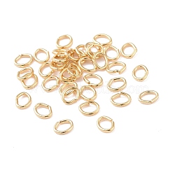 Brass Jump Rings, Open Jump Rings, Cadmium Free & Lead Free, Oval, Real 14K Gold Plated, 3.8x3x0.5mm, 24 Gauge, Hole: 1.7x2.5mm, about 200~230pcs/5g(X-KK-G418-03G-A)