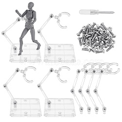 SUPERFINDINGS Plastic Humanoid Stand Support, with Iron Screws & Nuts & Steel Cross Screwdriver, Clear, 9.3x7.3x0.5cm(ODIS-FH0001-11)