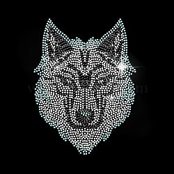 Glass Hotfix Rhinestone, Iron on Appliques, Costume Accessories, for Clothes, Bags, Pants, Wolf, 297x210mm(DIY-WH0303-187)