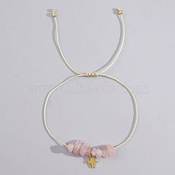 Bohemian Style Cross Natural Rose Quartz Braided Beaded Bracelets for Women(XK2373-1)