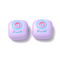 Spray Painted Alloy Enamel Beads, Square with Eye, Lilac, 10x10x4mm, Hole: 1.8mm(PALLOY-M215-15L)