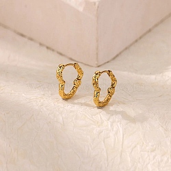 304 Stainless Steel Hammered Heart Hoop Earrrings, Real 18K Gold Plated, 19x18.5x3mm(X-EJEW-U065-02A-G)