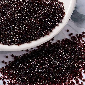 MIYUKI Round Rocailles Beads, Japanese Seed Beads, (RR367) Garnet Lined Ruby AB, 15/0, 1.5mm, Hole: 0.7mm, about 5555pcs/bottle, 10g/bottle