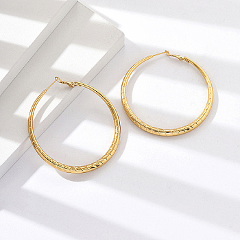 304 Stainless Steel Big Hoop Earrings, Real 18K Gold Plated, 62mm