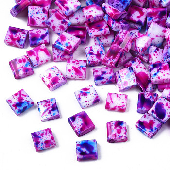 2-Hole Opaque Glass Seed Beads, Antique Style, Rectangle, Deep Pink, 5x4.5~5.5x2~2.5mm, Hole: 0.5~0.8mm