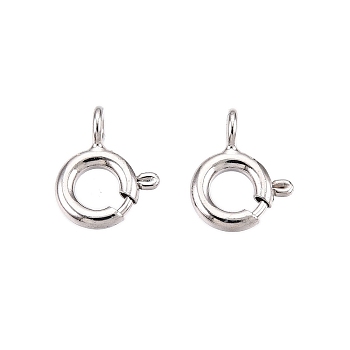 925 Sterling Silver Spring Ring Clasps, with 925 Stamp, Platinum, 9x7x1.5mm, Hole: 1.6mm