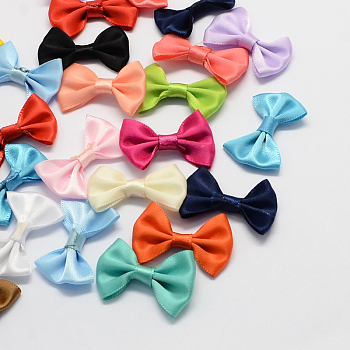 Handmade Woven Costume Accessories, Ribbon Bowknot, Mixed Color, 23x35x7mm, about 500pcs/bag