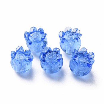 Transparent Handmade Bumpy Lampwork Beads, with Silver Glitter, Jellyfish, Royal Blue, 8~9x8mm, Hole: 1~1.5mm
