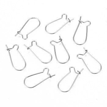 304 Stainless Steel Hoop Earring Findings, Kidney Ear Wire, Rings, Stainless Steel Color, 21.5x9.5x0.6mm, Pin: 0.6mm