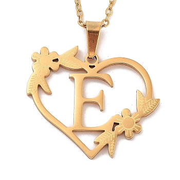 Vacuum Plating 201 Stainless Steel Pendant Necklaces, Letter E, 12.28 inch(31.2cm)