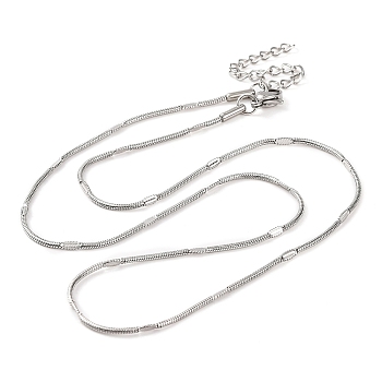 Non-Tarnish 304 Stainless Steel Round Snake Chain Necklaces for Women, Stainless Steel Color, 17.95 inch(45.6cm)