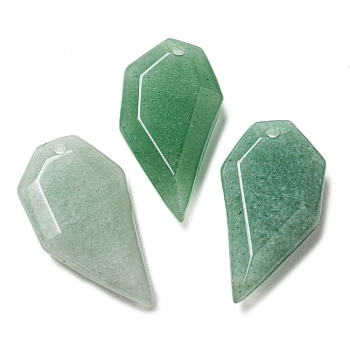 Natural Green Aventurine Pendants, Faceted Half Heart Charms, 27x14x5.5mm, Hole: 1.5mm