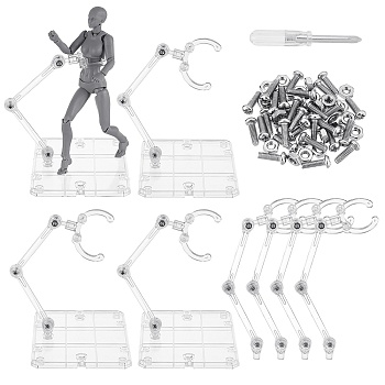 SUPERFINDINGS Plastic Humanoid Stand Support, with Iron Screws & Nuts & Steel Cross Screwdriver, Clear, 9.3x7.3x0.5cm