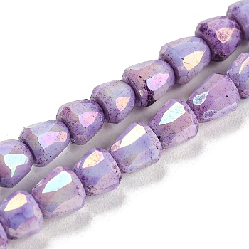 Electroplate Glass Beads Strand, AB Color Plated, Imitation Jade, Faceted, Bell, Medium Purple, 4~4.5mm, Hole: 0.8mm, about 80pcs/strand, 12.83''(32.6cm)