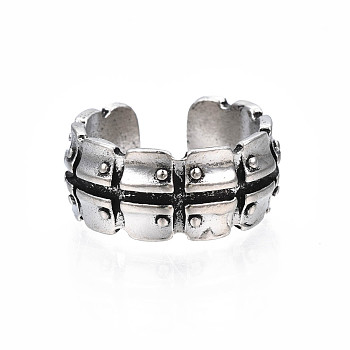 Chunky Square Alloy Open Cuff Ring for Men Women, Cadmium Free & Lead Free, Antique Silver, US Size 9 3/4(19.5mm)