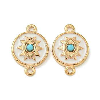 Alloy Enamel Links Connector Charms, Golden, Deep Sky Blue, Flat Round, 17.5x12x3.5mm, Hole: 1.5mm