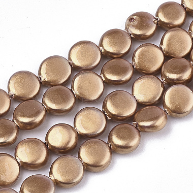 6mm Camel Flat Round Shell Pearl Beads