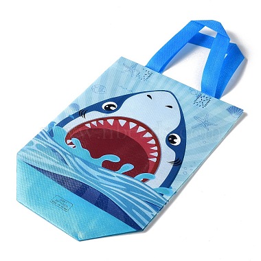 Cartoon Printed Shark Non-Woven Reusable Folding Gift Bags with Handle(ABAG-F009-D01)-2
