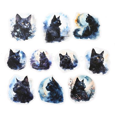 20Pcs Moonlit Cat Waterproof PET Self-Adhesive Decorative Stickers(DIY-M053-04B)-2