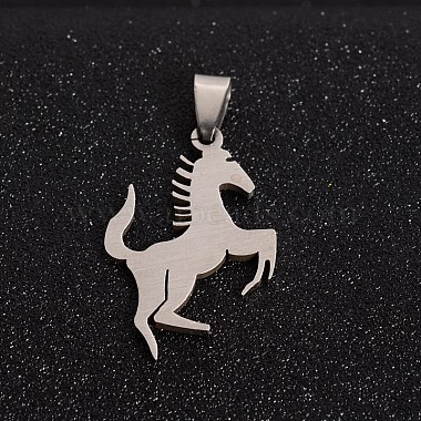 Boy Jewelry Original Color 201 Stainless Steel Blank Horse Pendants(STAS-I032-227)-2